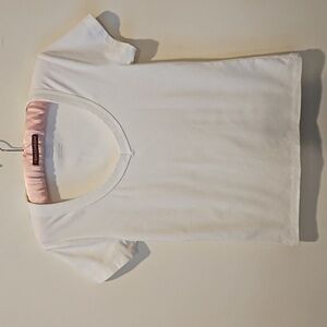 TALBOTS WOMEN'S WHITE V-NECKLINE SHORT SLEEVED T-SHIRT SIZE SMALL